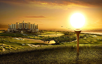 Funny, Nature, Sunset, Fields, Art, Golf, Building, Evening, Original HD wallpaper