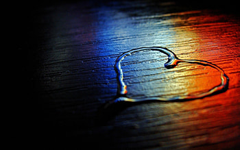 Heart, rainbow, wood floor, water, love, graphy HD wallpaper