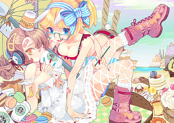 Anime, blue eyes, orange eyes, short hair, blonde hair, boots HD wallpaper
