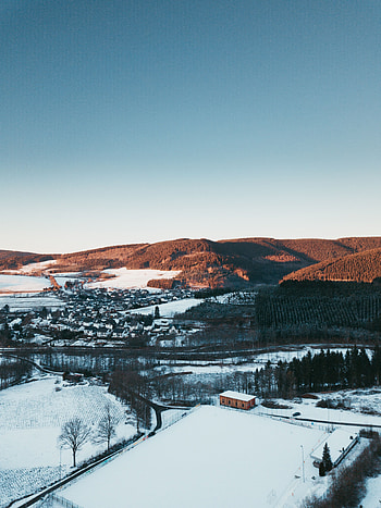 Cities, Houses, Mountains, Forest, Village, Hills, Lowland, Slopes HD phone wallpaper