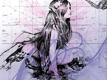 Purple Fairy, wings, faerie, sketch, winged, butterfly, flower HD wallpaper