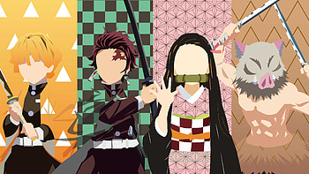 Inosuke Hashibira Nezuko Kamado Tanjiro Kamado Zenitsu Agatsuma Demon Slayer Kimetsu no Yaiba HD wallpaper
