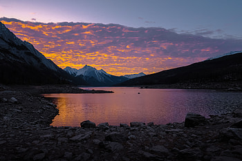 Nature, Sunset, Stones, Mountains, Clouds, Lake HD wallpaper