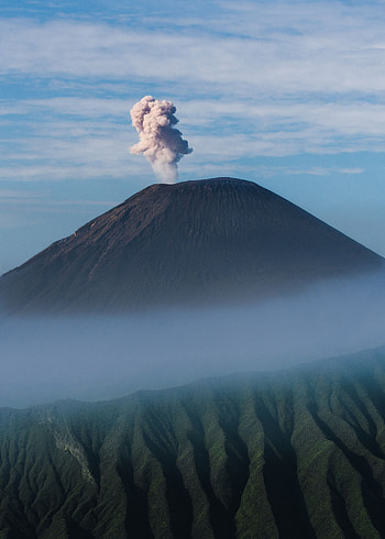 Nature, Smoke, Mountain, Volcano, Eruption, Crater HD phone wallpaper