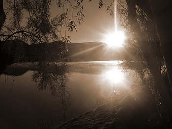 Orange river, mist, river, morning, sun HD wallpaper
