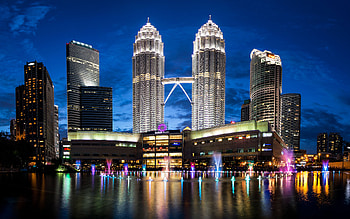 Petronas Towers, Kuala Lumpur, skyline, buildings, night HD wallpaper