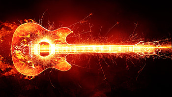 Blazing Guitar, guitar, flame, creative, graphics, instrument HD wallpaper