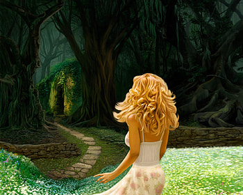 Forest of Dreams for Ashlee (MistyMorning91), blonde, house, meadow, flowers, forest, beauty HD wallpaper