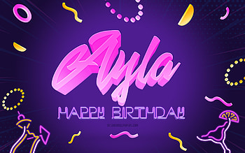 Happy Birtay Ayla, , Purple Party Background, Ayla, creative art, Happy Ayla birtay, Ayla name, Ayla Birtay, Birtay Party Background HD wallpaper