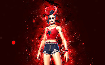 Demon Style Surf Witch, , red neon lights, Fortnite Battle Royale, Fortnite characters, Demon Style Surf Witch Skin, Fortnite, Demon Style Surf Witch Fortnite HD wallpaper