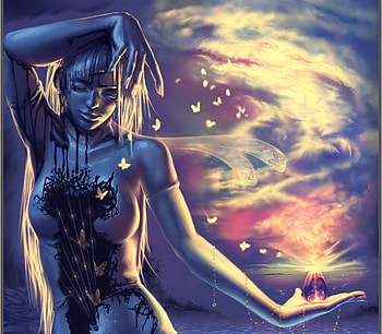 Fairy Soul, tattoo, angel, digital art, goddess, beauty, butterflies, flash, soul, wing, cg, female, liiga smilshkalne, sexy, fairy, fantasy, pretty, lovely HD wallpaper