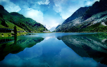 Nature, Rivers, Sky, Mountains, Stars, Twilight, Reflection, Shore, Dusk, Sleep, Dream, Shores HD wallpaper