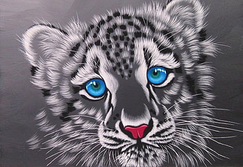 Cute Blue Eyed Leopard, big cats, painting, animals, Leopard, drawing, eyes, cute, adorable HD wallpaper