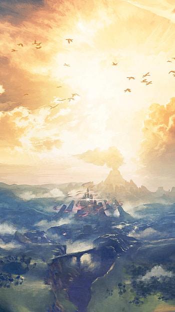 Hyrule at sunset, video game, The Legend of Zelda: Breath of the Wild HD phone wallpaper