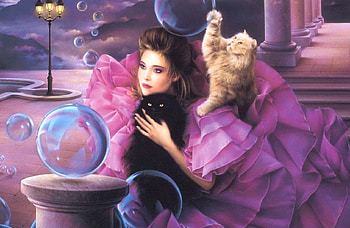 CAT WOMAN, TABBY, BLACK, WOMAN, CAT HD wallpaper