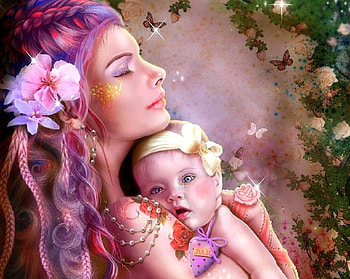~Maternal Sweetness~, emotional, weird things people wear, digital art, spring, creative pre-made, butterflies, love four seasons, fantasy, manipulation, mother, butterfly designs, flowers, child HD wallpaper