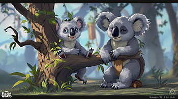Adorable Koalas in a Stunning Ultra, koala, Wildlife, illustration, nature HD wallpaper