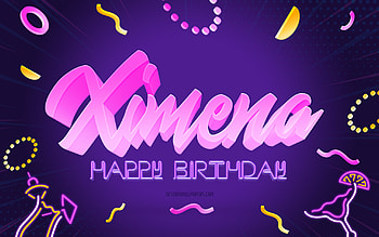 Happy Birtay Ximena, , Purple Party Background, Ximena, creative art, Happy Ximena birtay, Ximena name, Ximena Birtay, Birtay Party Background HD wallpaper