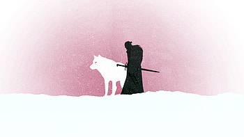 Jon Snow Game Of Thrones Minimalism, game-of-thrones, minimalism, tv-shows, wolf, jon-snow, artwork, artist, digital-art, deviantart HD wallpaper