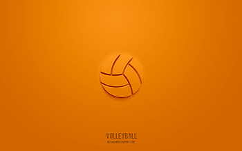 volleyball 3d icon, orange background, 3d symbols, volleyball, sport icons, 3d icons, volleyball sign, sport 3d icons HD wallpaper