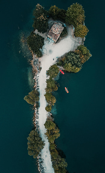 Nature, Trees, Sea, Building, View From Above, Island HD phone wallpaper