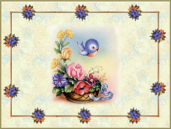 A FLORAL WHIMSY!, gold edge, bird, various colours, floral border HD wallpaper