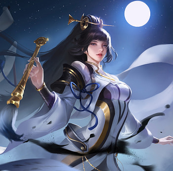 Fantasy girl, girl, fantasy, yhyld, blue, moon, luna HD wallpaper