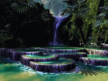 Pools in Paradise, water, rock, tree, fall HD wallpaper