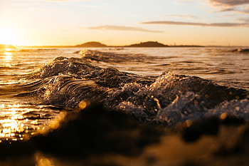Nature, Sunset, Sea, Glare, Ripples, Ripple, Wave HD wallpaper