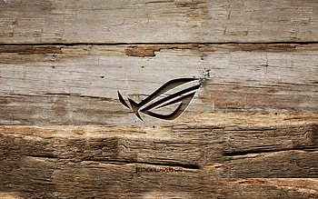 Rog wooden logo, , Republic Of Gamers, wooden backgrounds, brands, Rog logo, creative, Republic Of Gamers logo, wood carving, Rog HD wallpaper