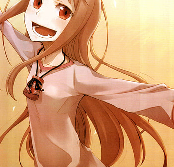 ~Sweet dom~, Spice and Wolf, anime, field, red eyes, holo, girl, long hair HD wallpaper