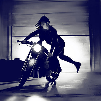 Art, Girl, Motorcycle, Bike HD phone wallpaper