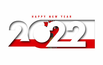 Happy New Year 2022 Gibraltar, white background, Gibraltar 2022, Gibraltar 2022 New Year, 2022 concepts, Gibraltar, Flag of Gibraltar HD wallpaper