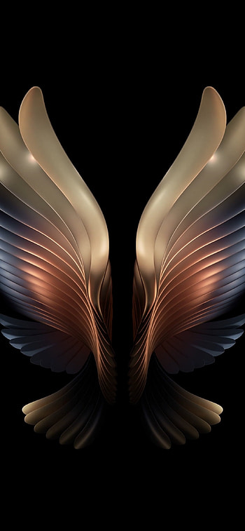 Samsung Galaxy W21 , Samsung Galaxy Fold, AMOLED, Angel wings, Abstract, Gold Angel Wings HD phone wallpaper