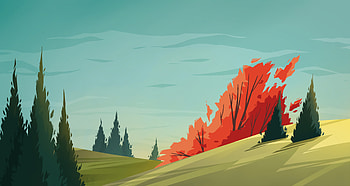 Trees, Sky, Art, Field, Spruce, Fir HD wallpaper