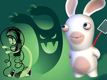 Purim Art, bunny, shadow, fly swatter, creature, monster, rabbit HD wallpaper