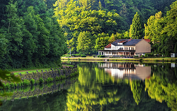 Landscape, Houses, Rivers HD wallpaper