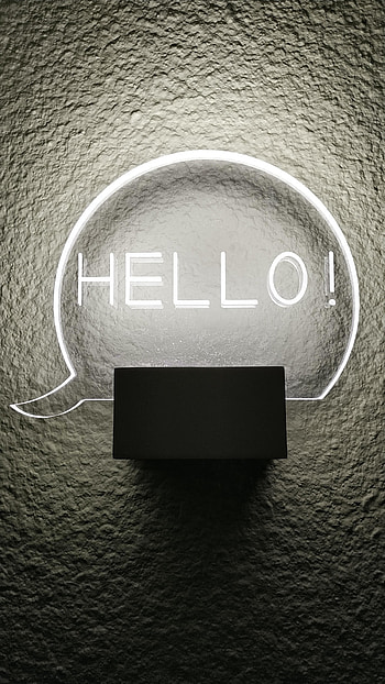 Words, Wall, Glow, Inscription, Hello HD phone wallpaper