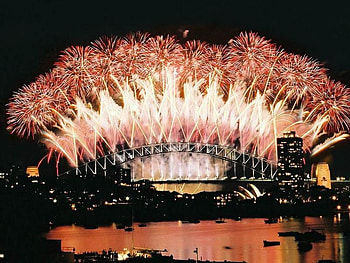 Beginning Fireworks, Sydney, fireworks, night, bridge, lights HD wallpaper