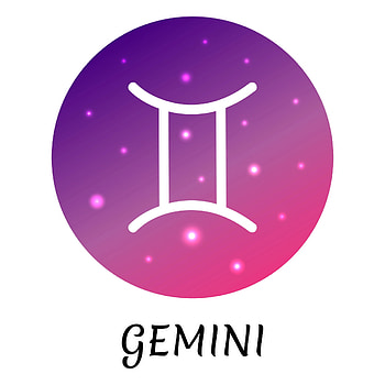 Gemini zodiac sign, Icon with starry gradient, Astrological element HD phone wallpaper