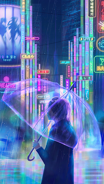 Glowing with Neon, Sci Fi, cyberpunk HD phone wallpaper