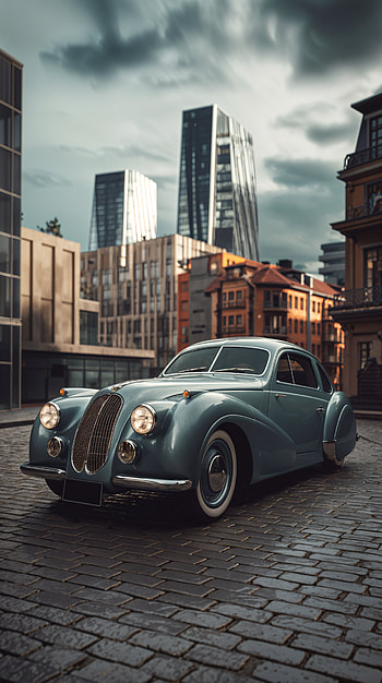 Classic Car Elegance: A Stunning , classic car, vintage car, cityscape HD phone wallpaper