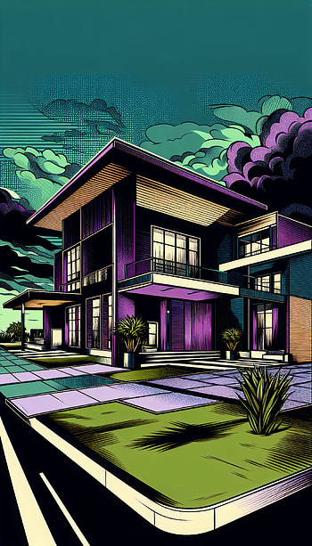 Modern Home Illustration, Modern Architecture, colorful design, urban landscape HD phone wallpaper