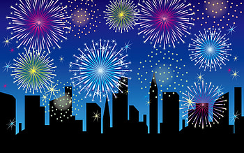 City, Artistic, Vector, Fireworks HD wallpaper