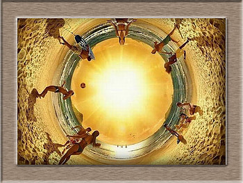abstrato, circle, people, sun, beach HD wallpaper
