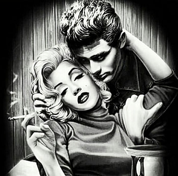 Marilyn Monroe, James Dean portraits, Classic beauty, Hollywood icons HD wallpaper