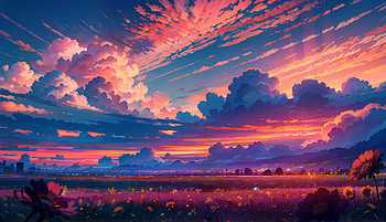 AI Landscape: Radiant Sunset Horizons, AI Art, landscape HD wallpaper