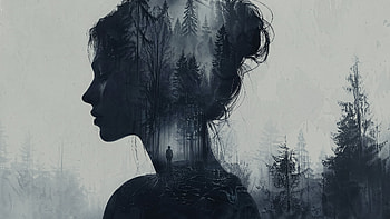 Spooky Forest — Silent Silhouette, Woman, Double Exposure HD wallpaper