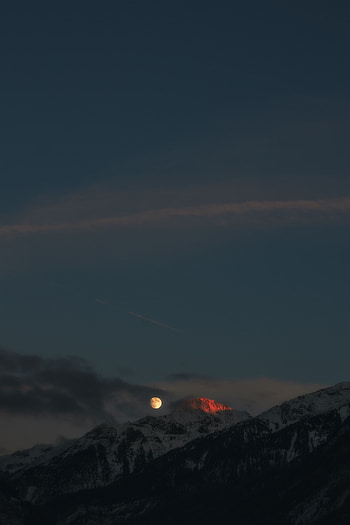 Nature, Mountains, Night, Moon, Vertex, Top, Full Moon HD phone wallpaper