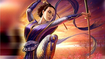 fantasy warrior, arrow, jump, fantasy, warrior HD wallpaper